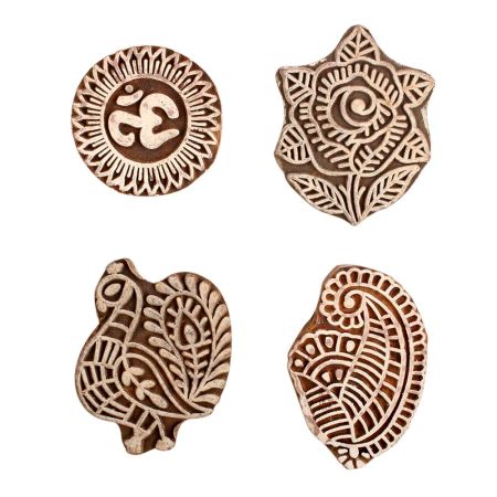 Set of 4 Piece New Mix Wooden Printing Block